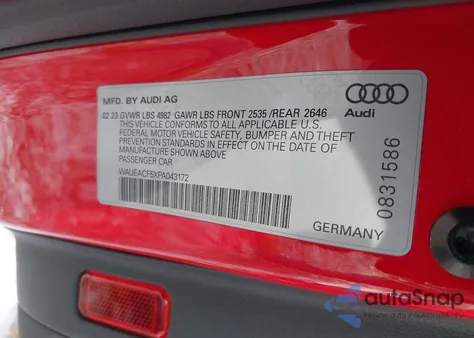 2023 Audi A5 Sportback Prestige 45 Tfsi S Line Quattro S Tronic from USA, damaged, VIN WAUEACF5XPA043172